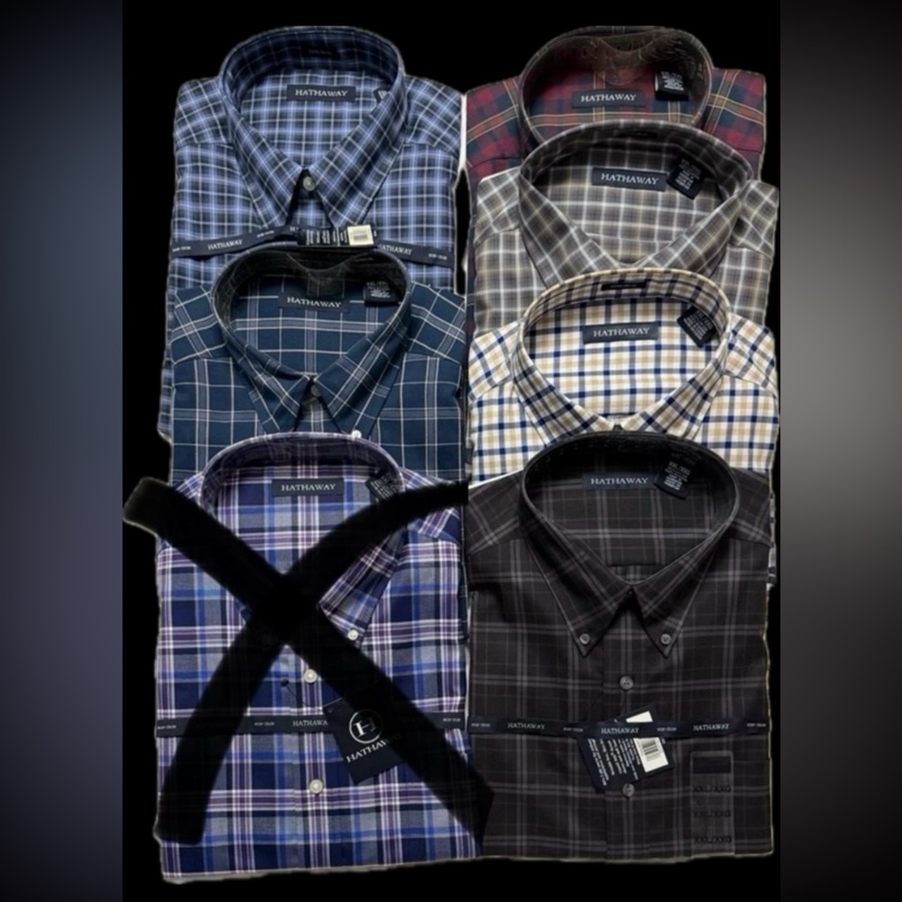 6 for $3 each, $18 for all, Men's Long Sleeve LIGHTWEIGHT Plaid Shirts NWT, XXL